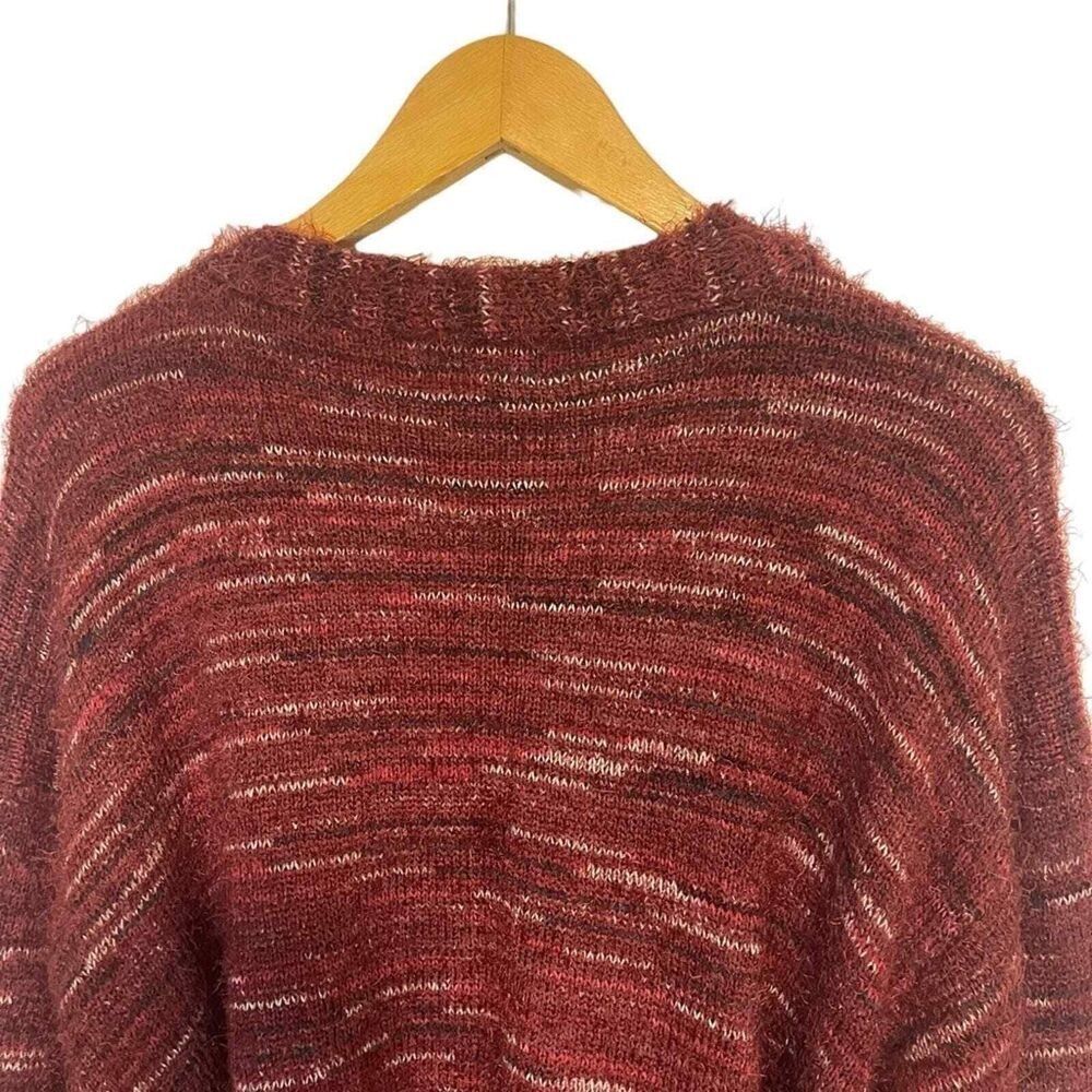 Knox Rose Burgundy‎ Space Dye Eyelash Knit Belted Cardigan Sweater Womens XL - Picture 8 of 11